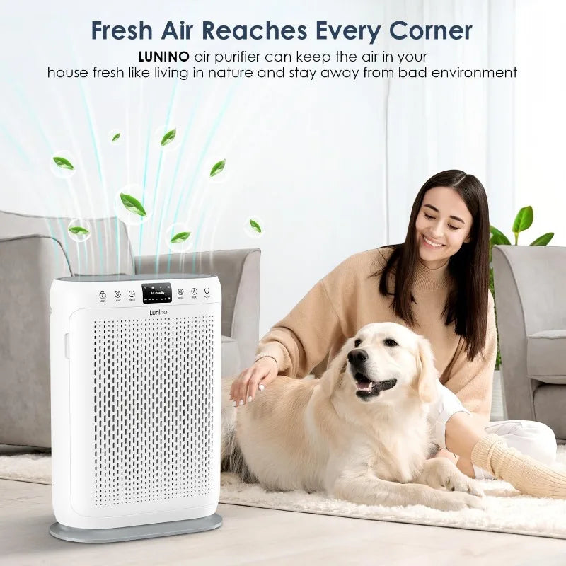 Large Room Air Purifier - LUNINO H13 HEPA, Air Quality Display