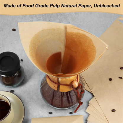 Natural Pour Over Coffee Filters - 100Pcs Square Paper