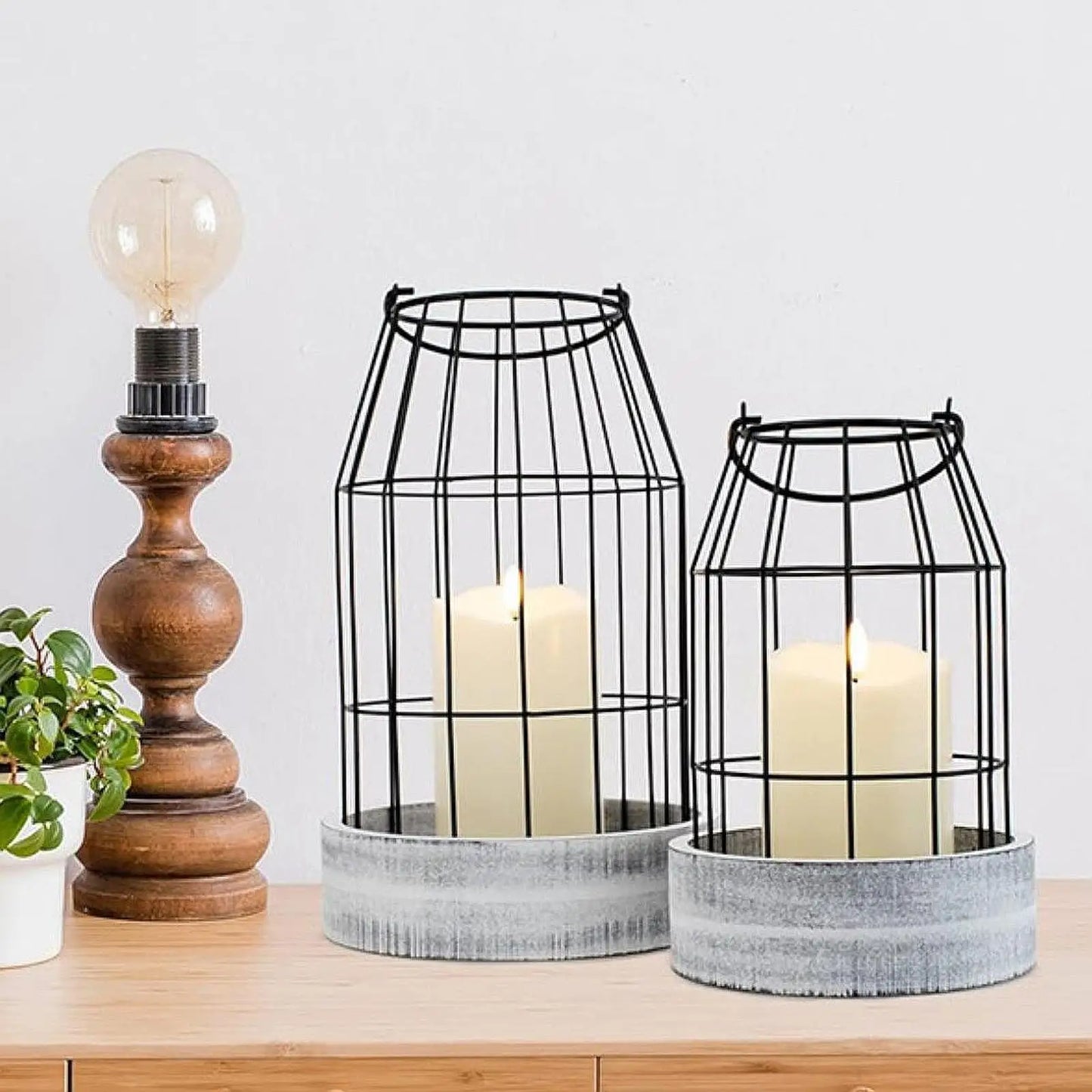 Table Centerpieces  Candle Lanterns Vintage Style Cage Holders Electronic