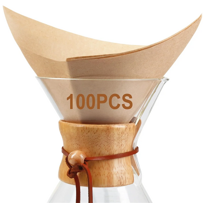 Natural Pour Over Coffee Filters - 100Pcs Square Paper