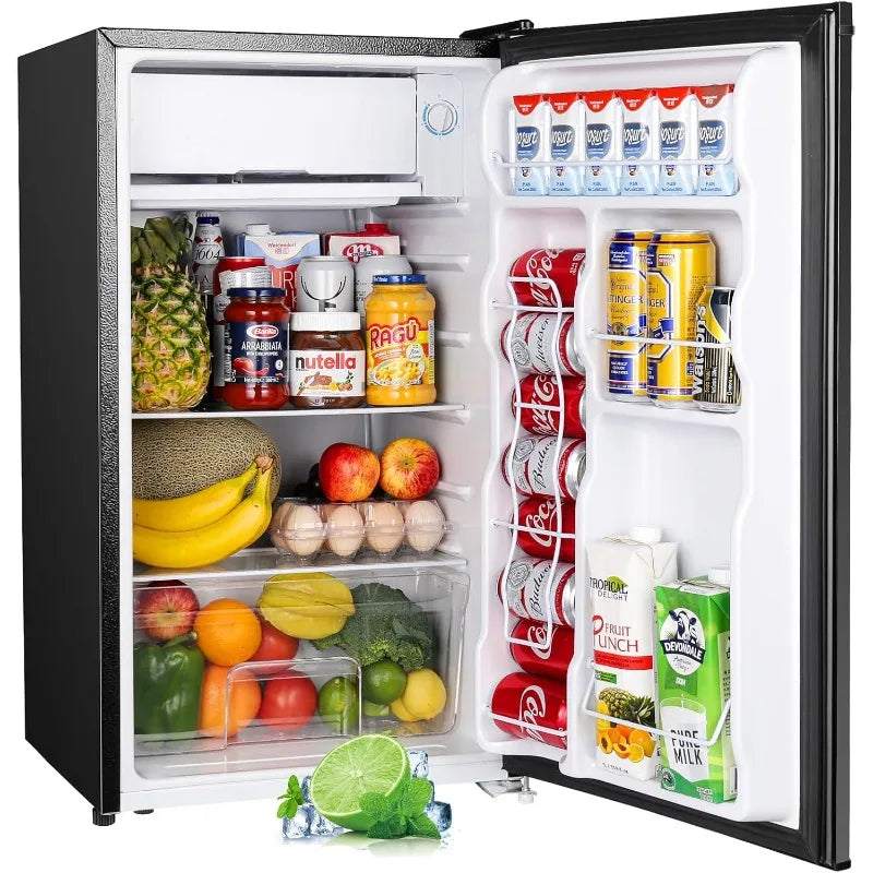 3.2 Cu.Ft Mini Fridge with Freezer, Single Door Mini Fridge, Dorm Fridge, Adjustable Thermostat, Mini Refrigerator for Bedroom