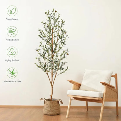 Artificial Olive Tree 6FT - Faux Silk Plant for Home Decor